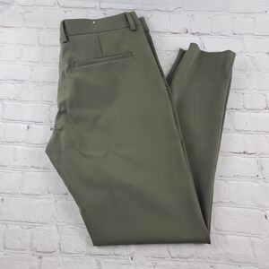 Zara Women's 32 Trouser Pants Tapered Zip Ankles Olive Green